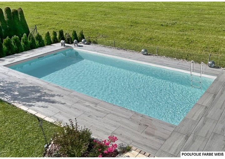 OKU Poolfolie Rechteck für Beckentiefe 1,5 m mit Keilbiese P3, Farbe:Weiss, Grösse:8.00 x 4.00 x 1.5