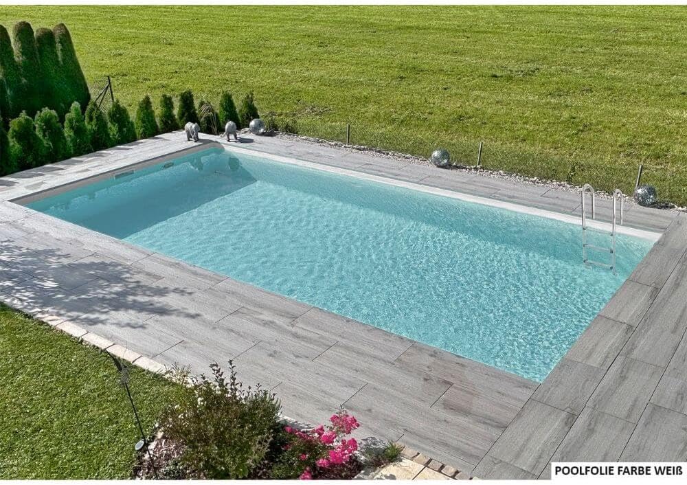 OKU Poolfolie Rechteck für Beckentiefe 1,5 m mit Keilbiese P3, Farbe:Weiss, Grösse:7.00 x 3.50 x 1.5