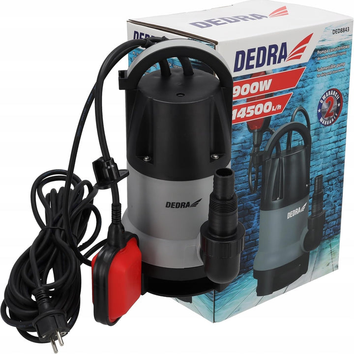 DEDRA Tauchpumpe für sauberes und verschmutztes Wasser Garden stark 900W, Turbine für 14500/min Volu