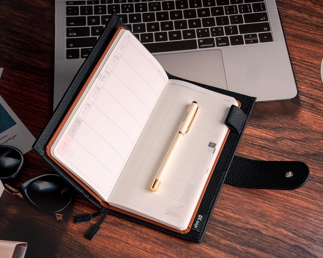 Ox Knight Ledereinband für Hobonichi Weeks/Weeks Mega - mit Stiftschlaufe, Kartenfächern, Rückentasc