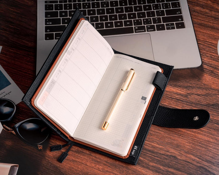 Ox Knight Ledereinband für Hobonichi Weeks/Weeks Mega - mit Stiftschlaufe, Kartenfächern, Rückentasc