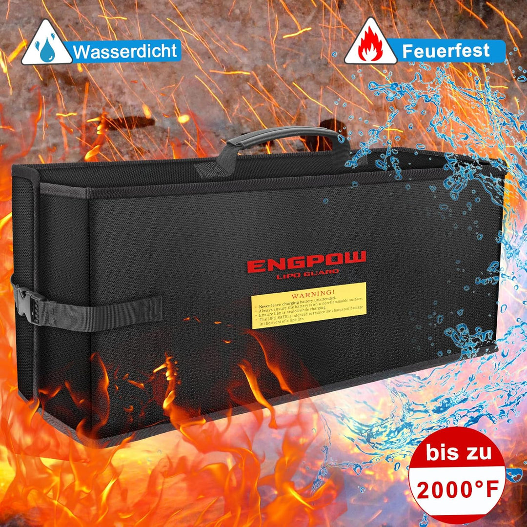 Ebike Akku Tasche Feuerfest bis 2000°F Batterie Tasche Akkutasche Wasserdicht & Explosionssicher,Lip