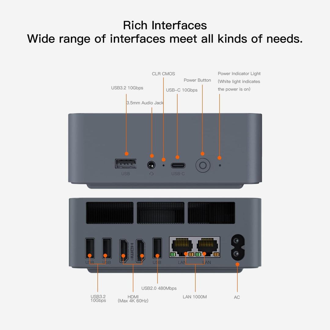 Beelink AMD Ryzen 5 5560U(6C/12T,bis zu 4.0GHz), SER5 Mini Computer Wi11 Pro, 16G DDR4 RAM/500G M.2