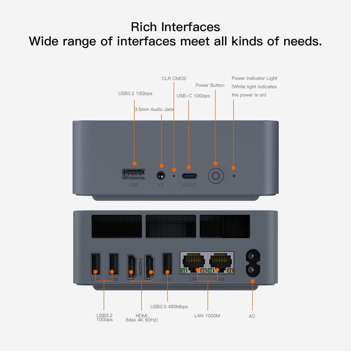 Beelink AMD Ryzen 5 5560U(6C/12T,bis zu 4.0GHz), SER5 Mini Computer Wi11 Pro, 16G DDR4 RAM/500G M.2