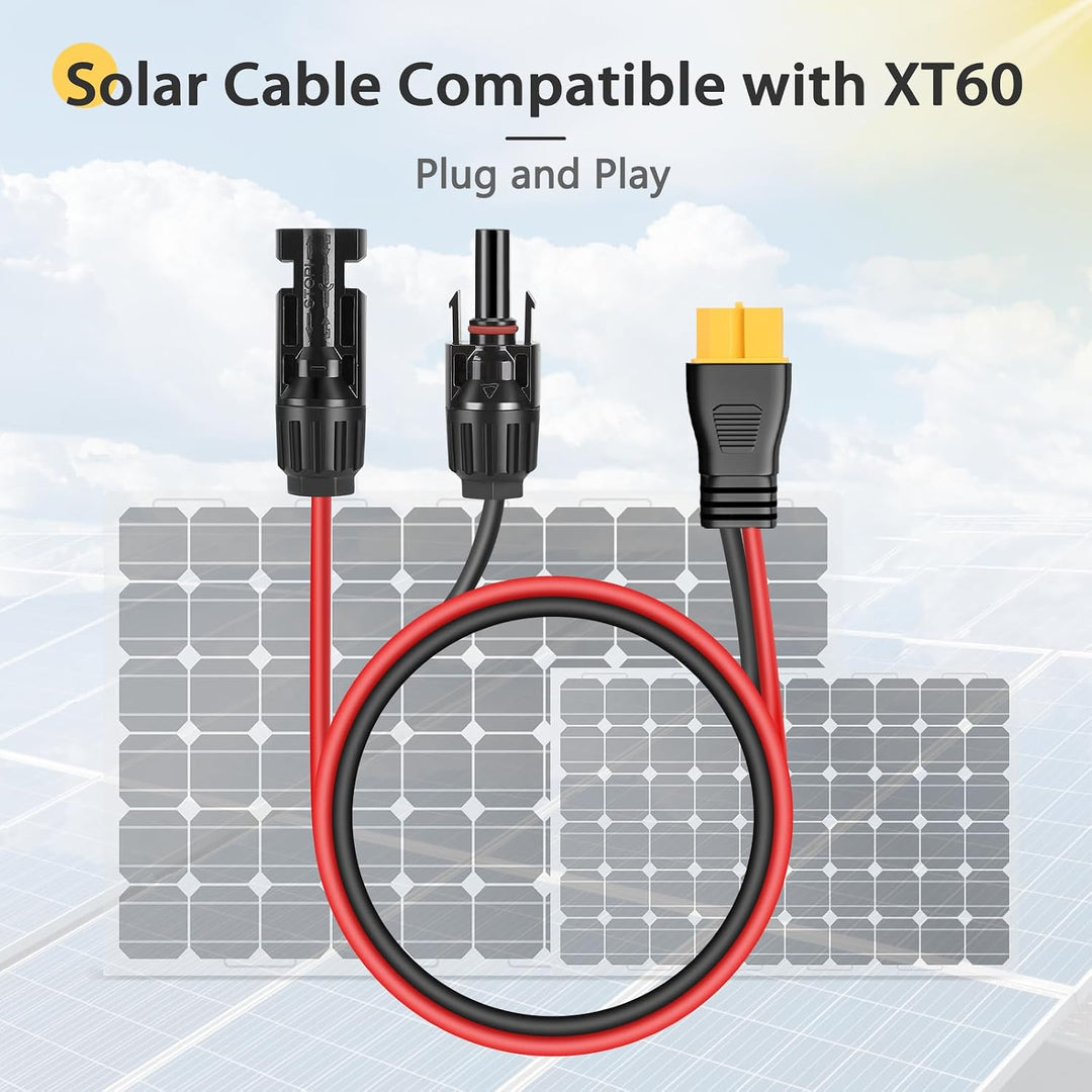 Thlevel Solarladekabel Solarstecker Kabel Kompatibel mit XT60 300cm 12AWG | Adapterkabel Solarpanel