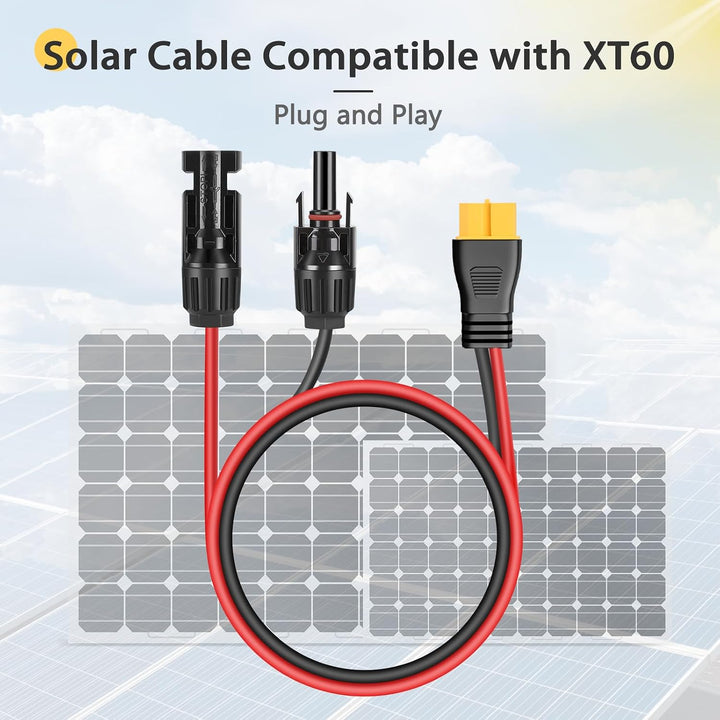 Thlevel Solarladekabel Solarstecker Kabel Kompatibel mit XT60 300cm 12AWG | Adapterkabel Solarpanel