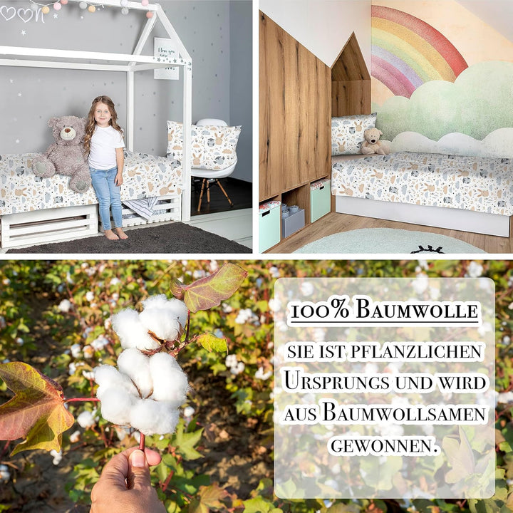 Amilian Kinder Bettbezug aus Baumwolle 100x135 - Weiche Bettwäsche für Kinderbett - Pflegeleichte Ki