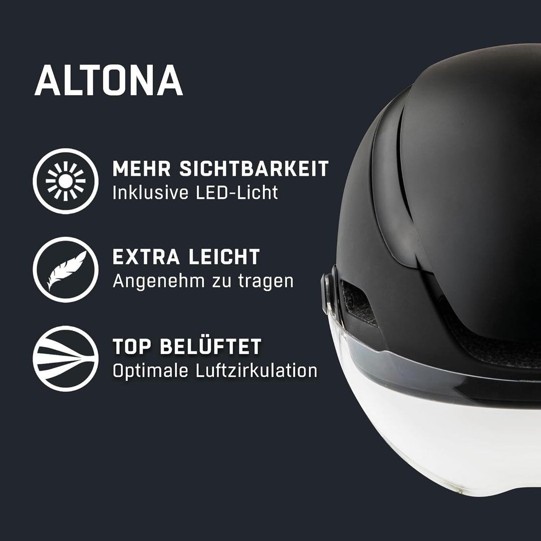 ALPINA ALTONA - Extrem Leichter, Beleuchteter & Belüfteter Fahrradhelm Mit Hochwertigem Visier Für E