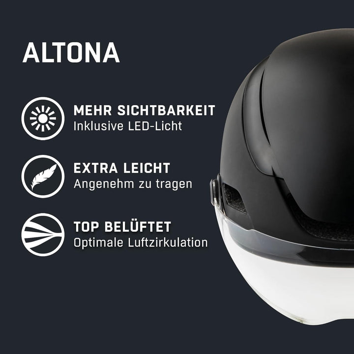 ALPINA ALTONA - Extrem Leichter, Beleuchteter & Belüfteter Fahrradhelm Mit Hochwertigem Visier Für E