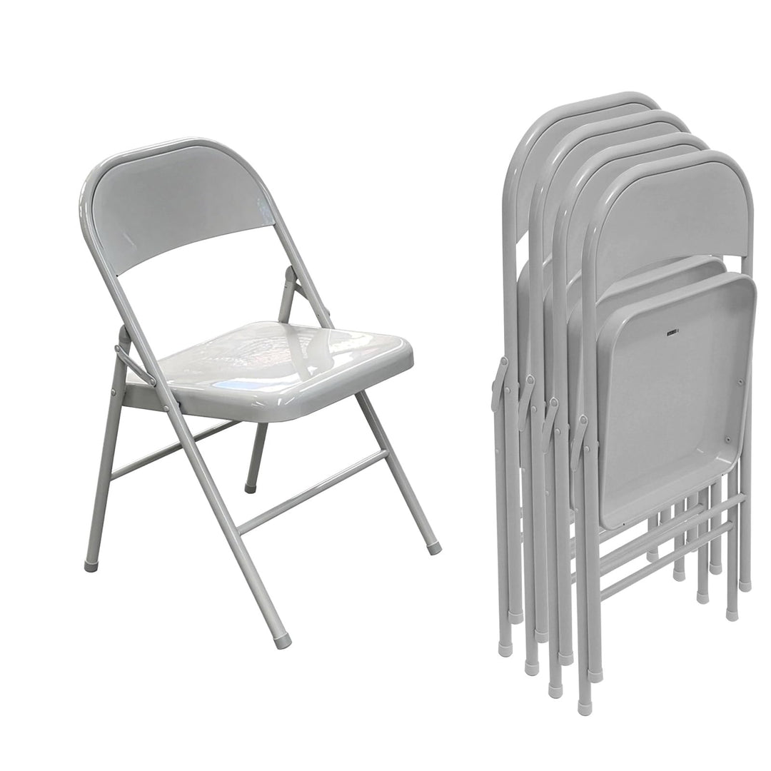 Vollstahl-Klappstuhl 4er Set, Schwerlast-Metallklappstuhl, Ergonomische Rückenlehne, Leicht &amp; platzs