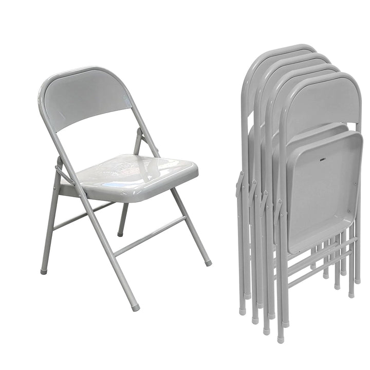 Vollstahl-Klappstuhl 4er Set, Schwerlast-Metallklappstuhl, Ergonomische Rückenlehne, Leicht &amp; platzs