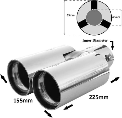 Auspuffblende Doppelrohr Endrohr Edelstahl Auto Endrohrblenden Auspuffendrohr Auspuffrohr Tuning Uni