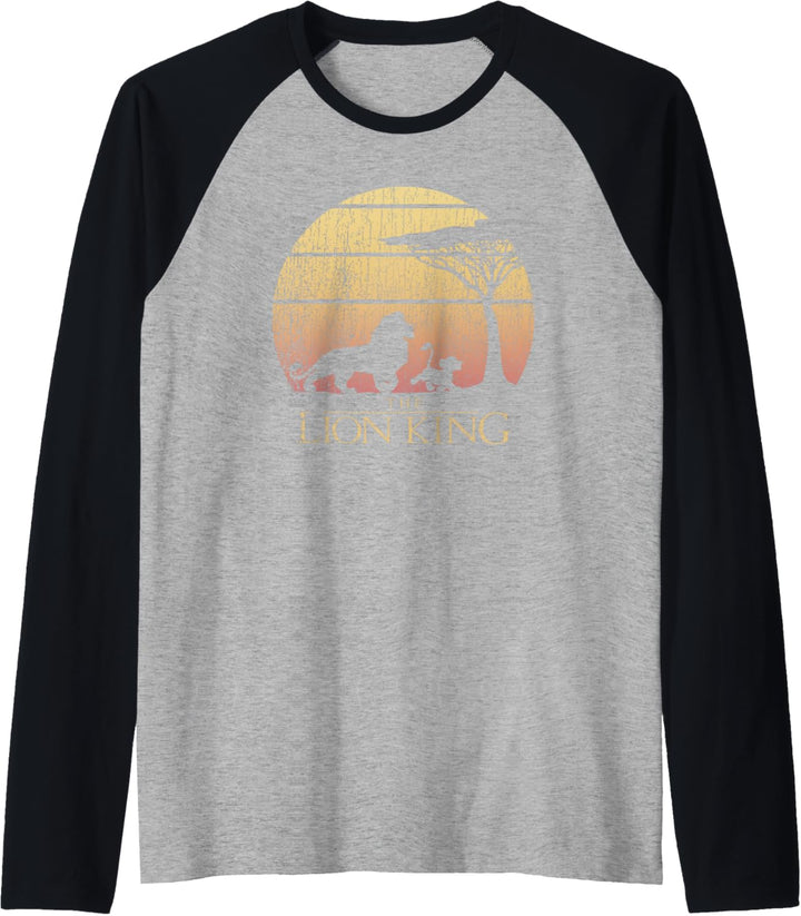Disney Lion King Vintage Sunset Logo Raglan