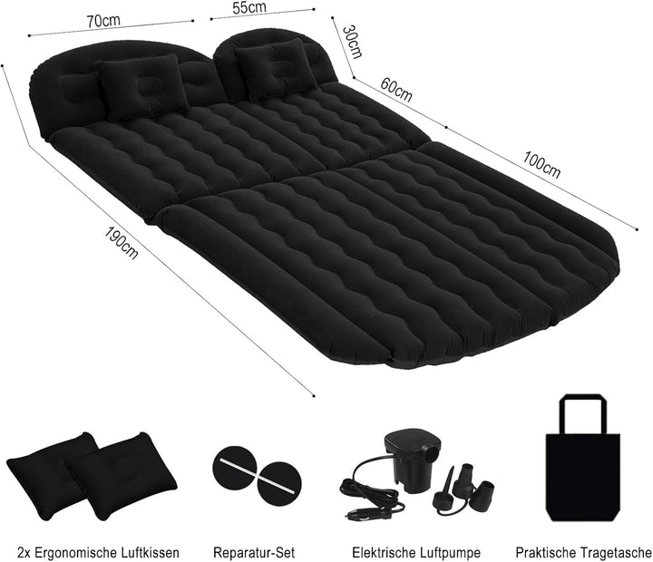 Auto Luftmatratze SUV Aufblasbare Matratze 190x125cm Beflocktes Luftbett Auto für Rücksitz & Kofferr