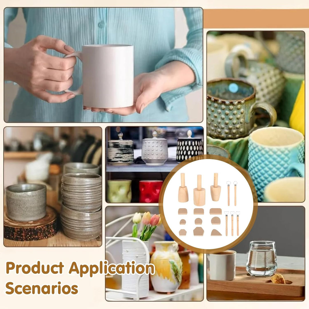 Kaffeetasse Töpferformen, Töpferton Formwerkzeug mit 5 Trimmwerkzeuge und 9 Henkelformen,Keramikform