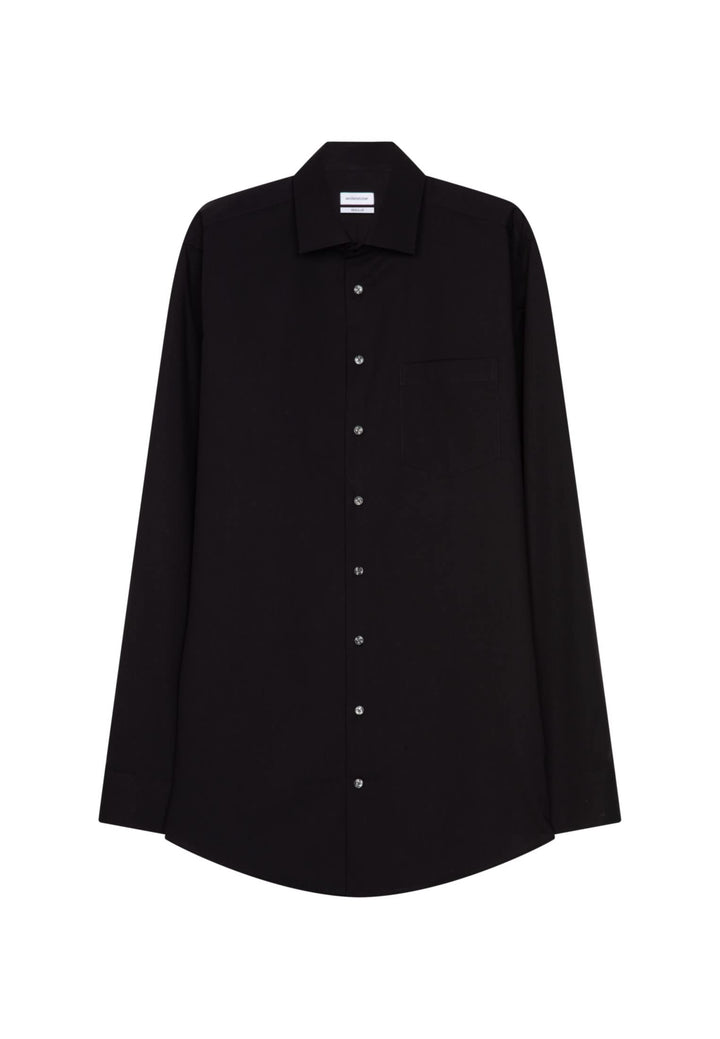 Seidensticker Herren Regular Bügelfrei Kent Extra Langer Arm Shirt 43 Schwarz, 43 Schwarz