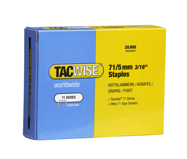 Tacwise 0366 Typ 71/5 mm Verzinkte Polsterklammern, 20.000 Stück 5mm, 5mm