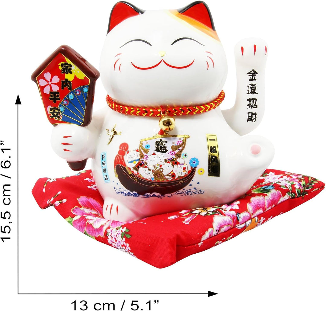 Freak Scene Glückskatze - Maneki-Neko - Winkekatze aus Porzellan 15,5 cm weiss - Maneki Neko 02