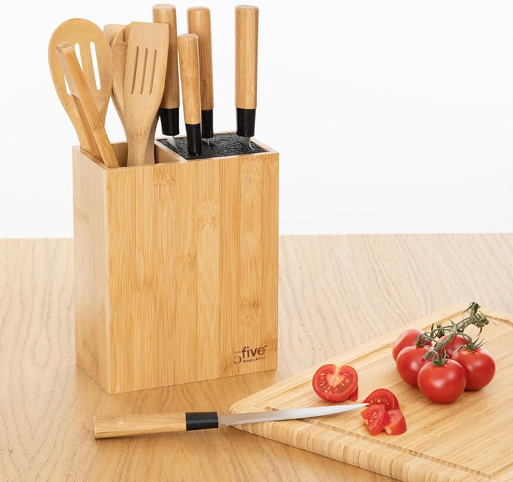 5 five simply smart 5five - block 5 messer & 5 utensilien mit bambusgriff