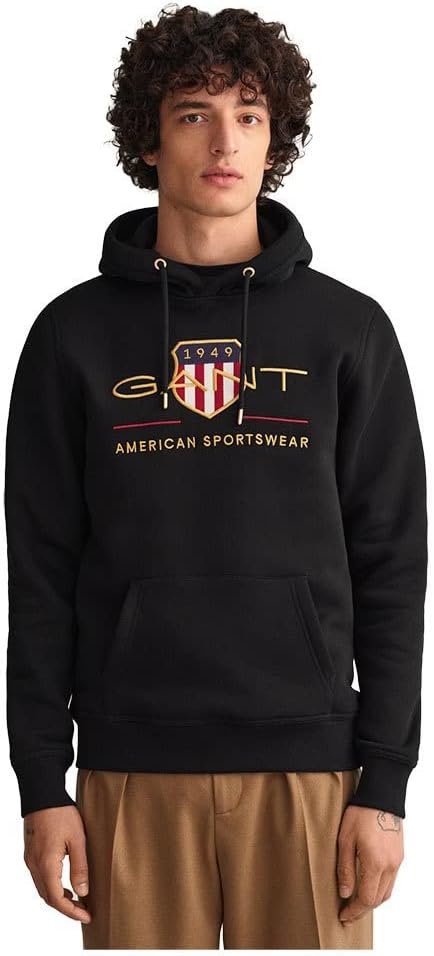 GANT Herren Archive Shield Hoodie Kapuzenpullover XXS Schwarz, XXS Schwarz