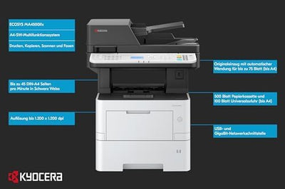 Kyocera Klimaschutz-System Ecosys MA4500ifx Multifunktionsdrucker Schwarz-Weiss, 45 Seiten pro Minut