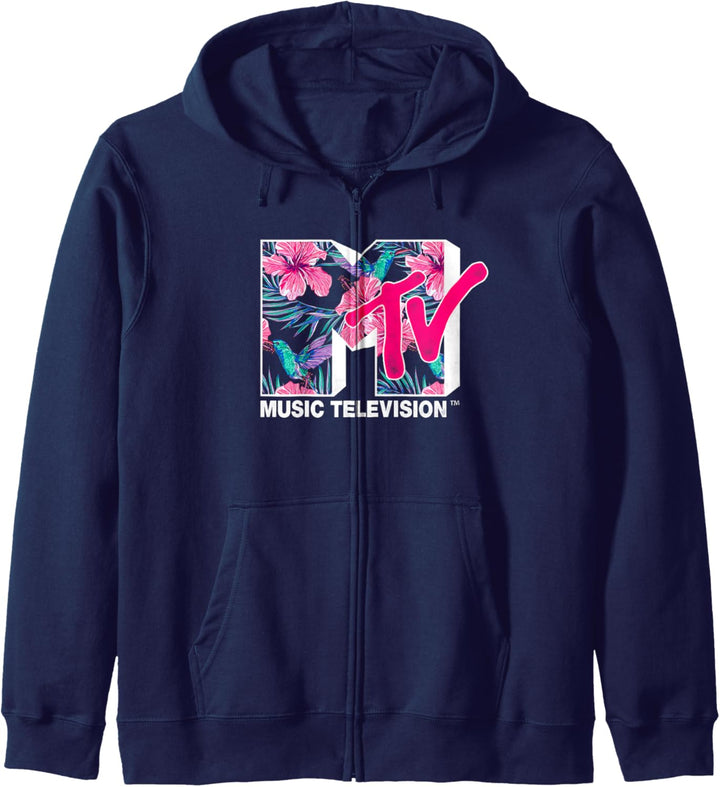 MTV Hummingbird & Tropical Flower Logo Fill Kapuzenjacke