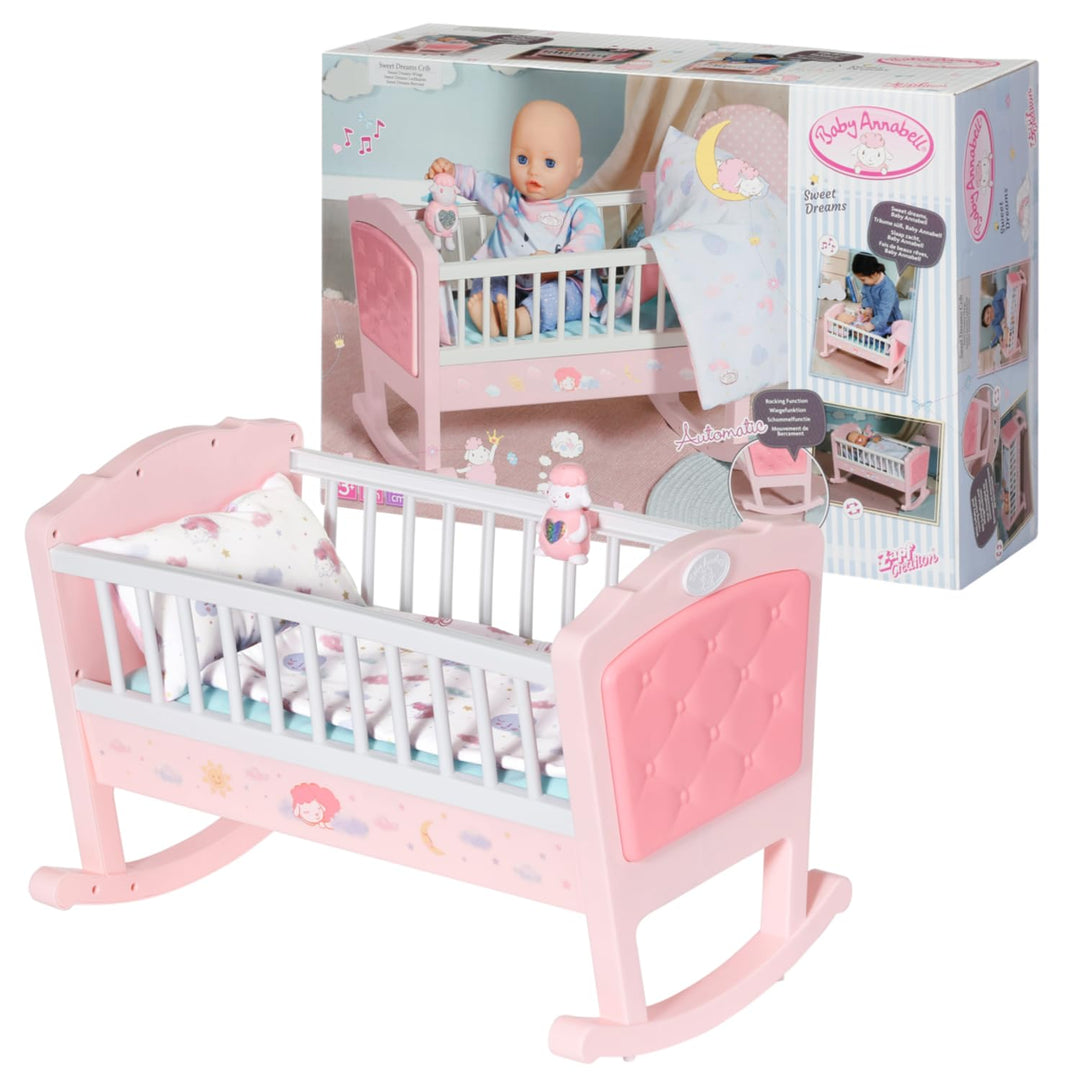 Zapf Creation 703236 Baby Annabell Sweet Dreams Wiege Puppenwiege mit automatischer Schaukelfunktion