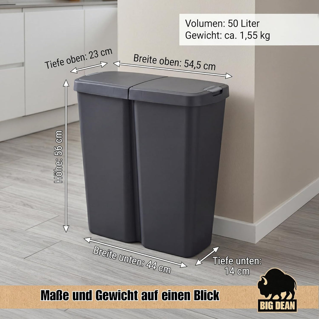 BigDean Duo Bin Mülleimer 2x25 Liter Made in Europe