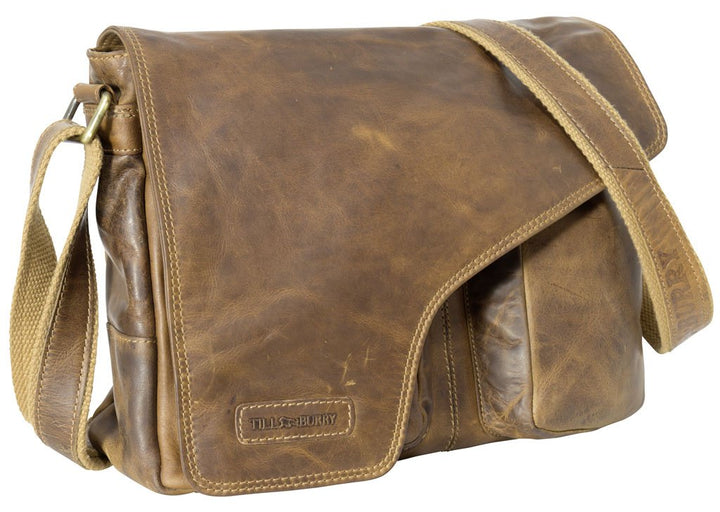 Trendyshop365 Leder Umhängetasche für Herren 8 Liter Braun Used-Look