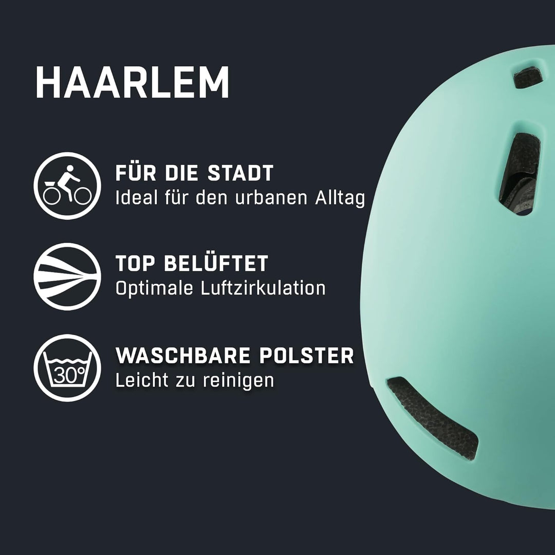 ALPINA HAARLEM - Robuster, Individuell Anpassbarer & Leichter Urban Fahrradhelm Für Erwachsene turqo