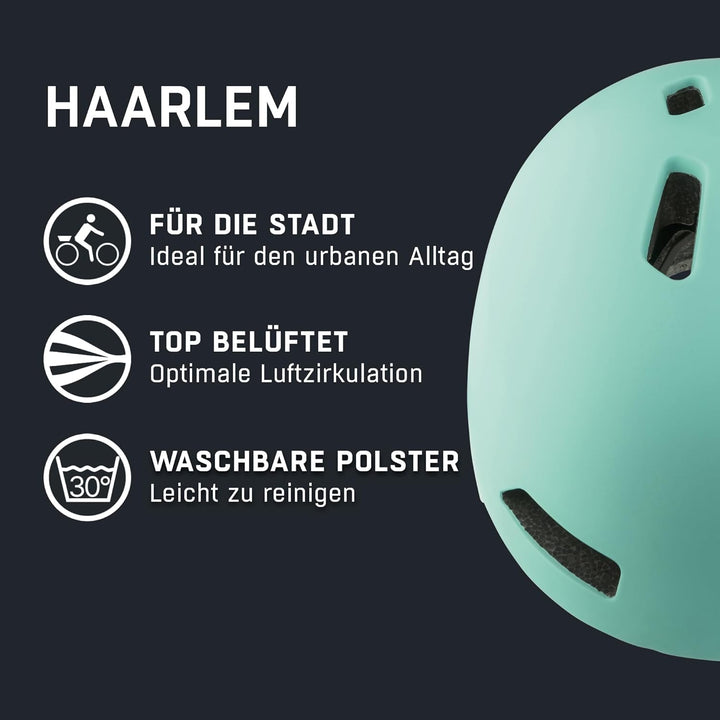 ALPINA HAARLEM - Robuster, Individuell Anpassbarer & Leichter Urban Fahrradhelm Für Erwachsene turqo
