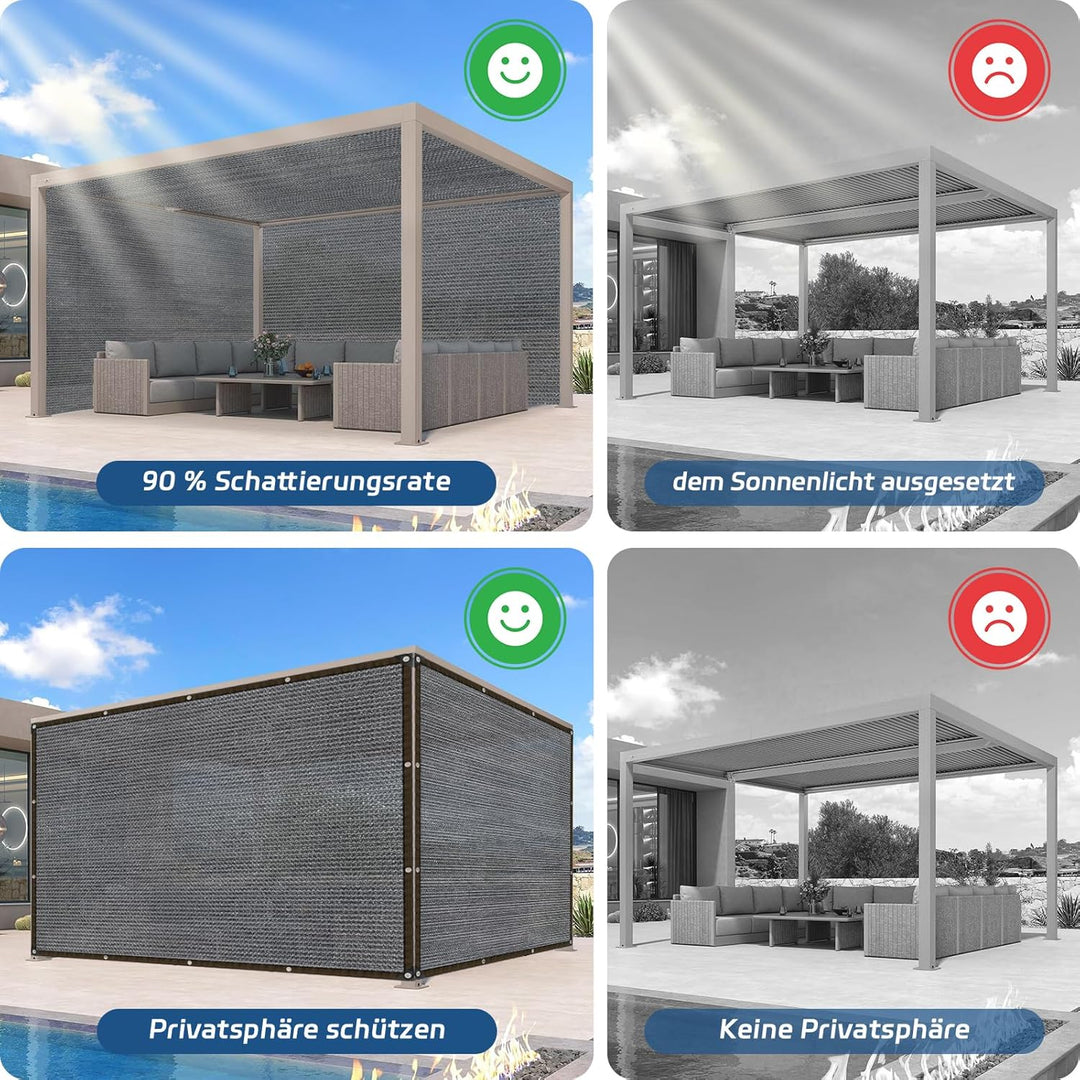 Sonnensegel Garten - Schattennetz mit ösen Outdoor Sonnenschutz 4x5m Schattierungsnetz Netz für Balk