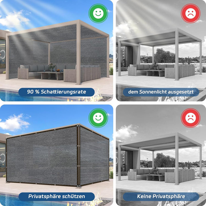 Sonnensegel Garten - Schattennetz mit ösen Outdoor Sonnenschutz 4x5m Schattierungsnetz Netz für Balk