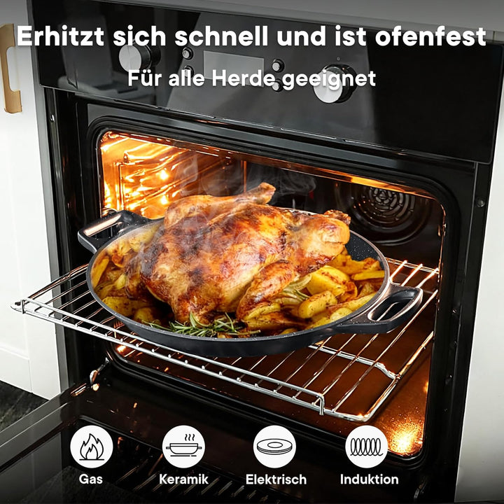 GiPP Paellapfanne Induktion, Paella Pfanne 38×41 cm Antihaftbeschichtete aus Aluminiunnen Grau 36CM