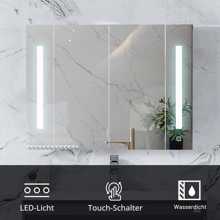 CLIPOP Spiegelschrank Bad mit LED Beleuchtung 3 Lichtfarbe Einstellbar Badezimmer Hängeschrank Wands