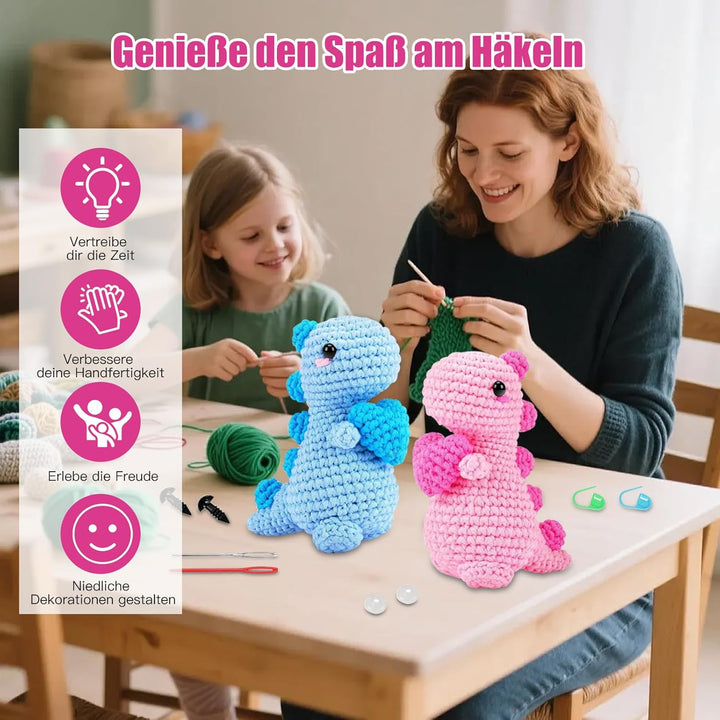 Jinfanshurich Häkelset für Anfänger, Komplettes Crochet Set mit Videoanleitung, Einfaches DIY Häkelt