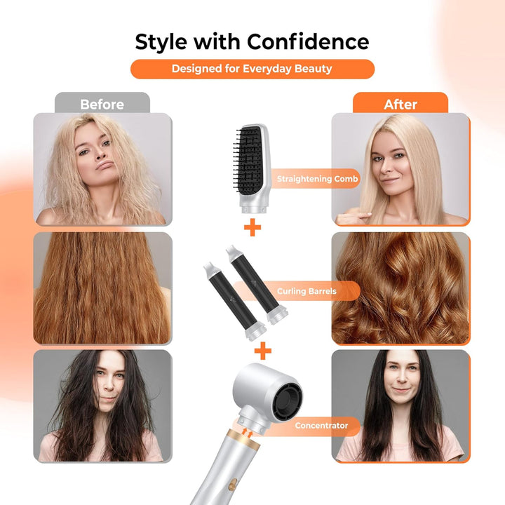 Hair Styler 5 in1, Haarstyler Hair Styler Set Airstyler mit Curl Brush Rundbürstenföhn Haarstyler Wa