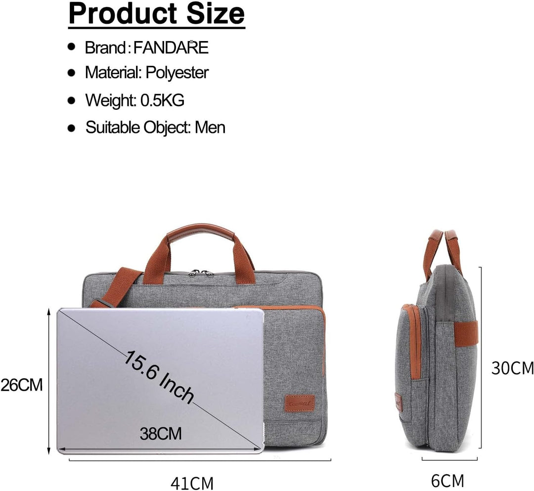 FANDARE Laptoptasche 15,6 Zoll Notebooktasche Laptop Umhängetasche mit Schultergurt Herren Aktentasc