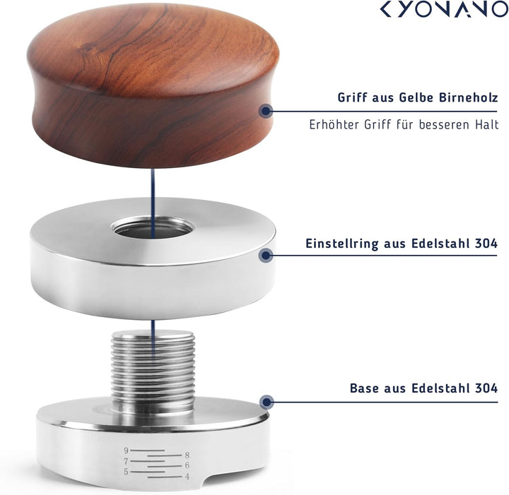 KYONANO Kaffeeverteiler 58mm Espresso Ausgleichwerkzeug, verteilt den Kaffeepulver gleichmässig auf