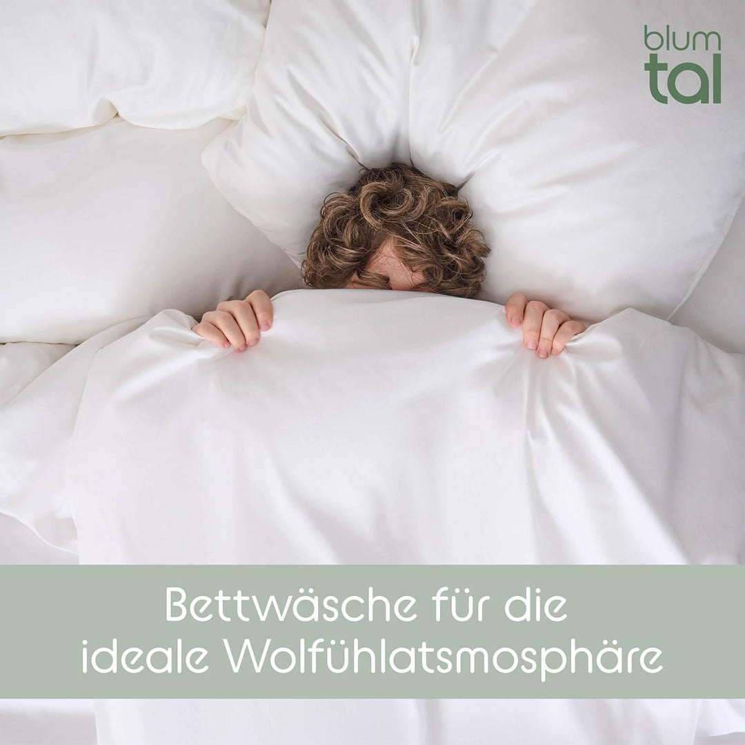 Blumtal Mako Satin Kissenbezug 40 x 80 Baumwolle Weiss - 2er Set Kissenbezüge aus 100% Baumwolle - e