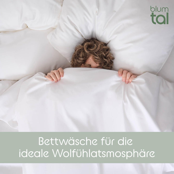 Blumtal Mako Satin Kissenbezug 40 x 80 Baumwolle Weiss - 2er Set Kissenbezüge aus 100% Baumwolle - e