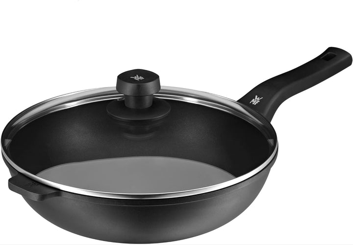 WMF Permadur Premium Wokpfanne 30 cm Induktion, Glasdeckel mit Dampföffnung, Wok Aluminium beschicht