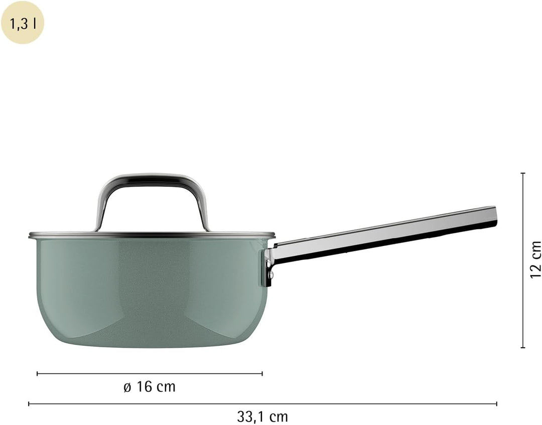 WMF Fusiontec Mineral Pro, Stielkasserolle mit Deckel 16 cm, langlebiges, kratzfestes Material, klei