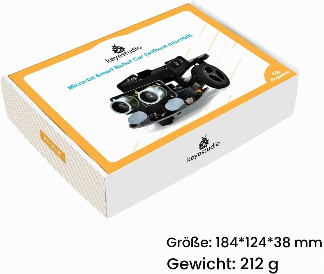KEYESTUDIO BBC Microbit V2.2 Starter Kit, Micro bit Car Kit, Elektronisches STEM Programmier Kit, Ge