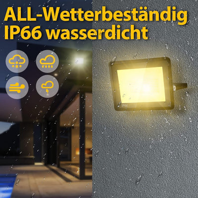 Lospitch 10x50W LED Strahler Aussen, 4250LM LED Fluter 3000K Warmweiss Superhell Aussenstrahler, IP6