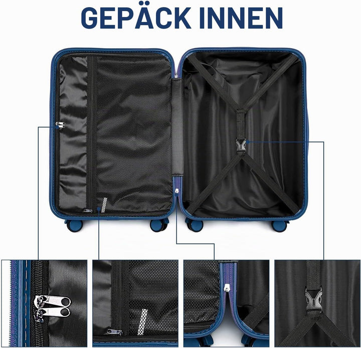 British Traveller Handgepäck Koffer Gross Reisekoffer Gross Hartschalenkoffer 74.5 * 49 * 30.5cm mit