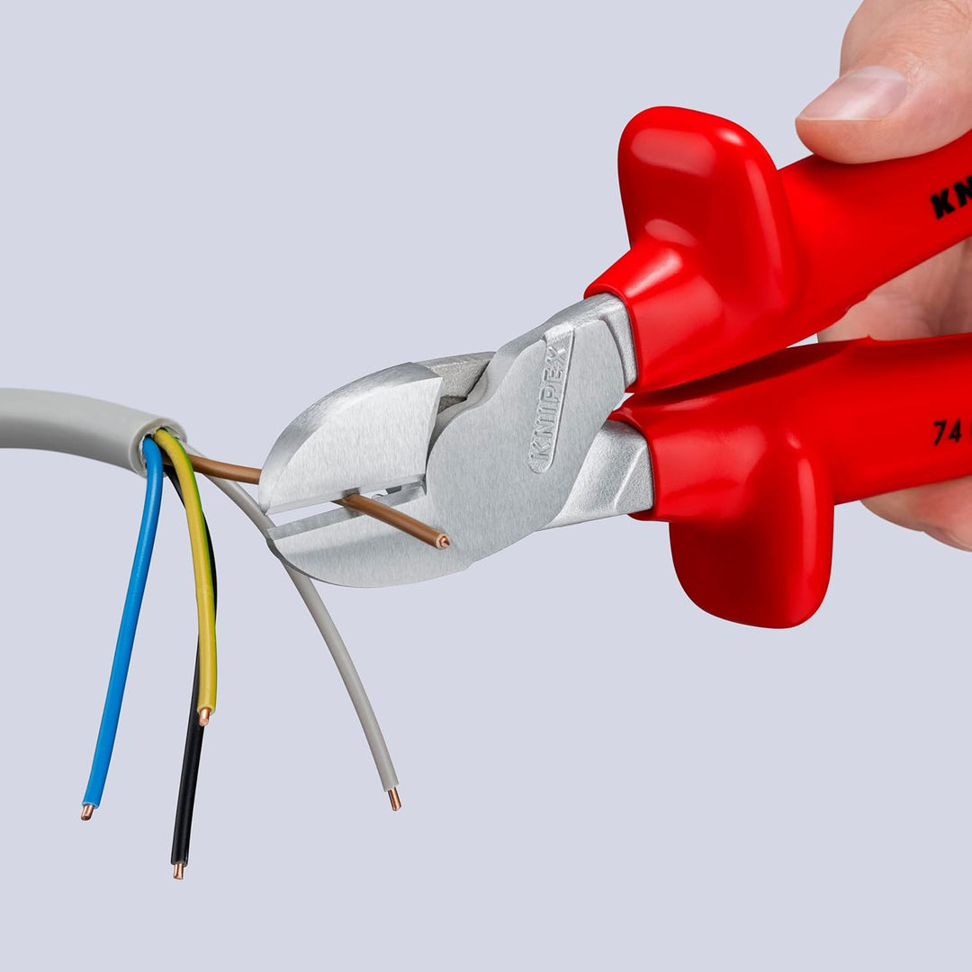 Knipex Kraft-Seitenschneider verchromt, tauchisoliert, VDE-geprüft 250 mm 74 07 250 verchromt 250 mm