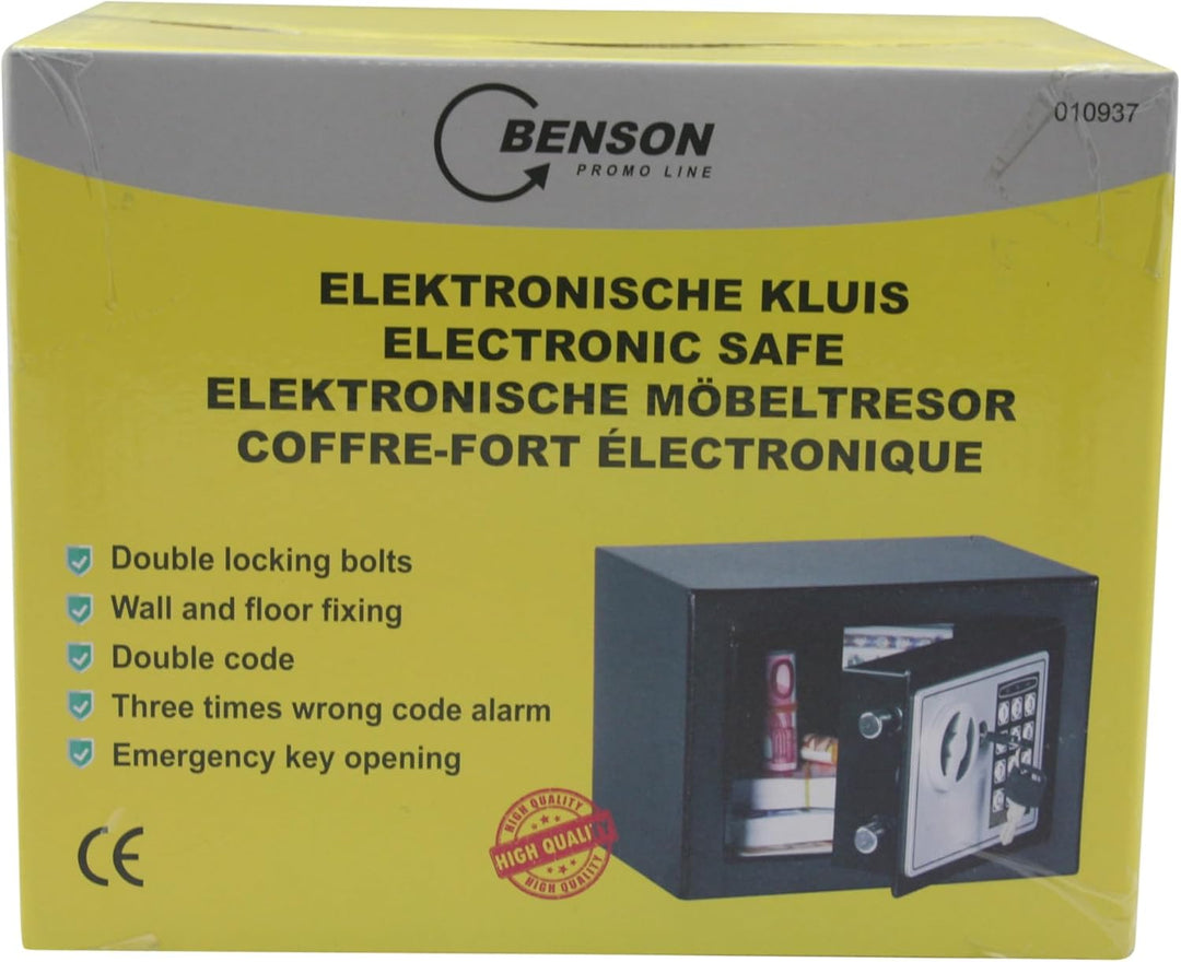 Safe Elektronischer Tresor, Feuerfest und Wandmontage, 170 x 230 x 170 mm, Alarmfunktion, Schwarz, I
