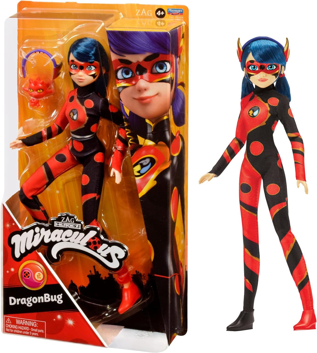 BANDAI - Miraculous Ladybug - Puppe - Dragon Bug - Ankleidepuppe mit Gelenken 26 cm - Superhelden-Pu