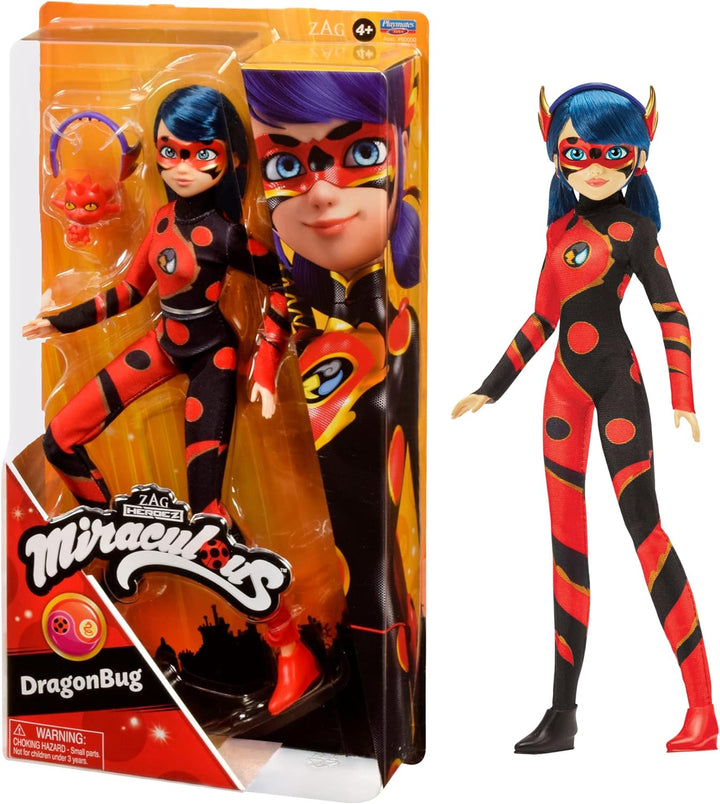 BANDAI - Miraculous Ladybug - Puppe - Dragon Bug - Ankleidepuppe mit Gelenken 26 cm - Superhelden-Pu